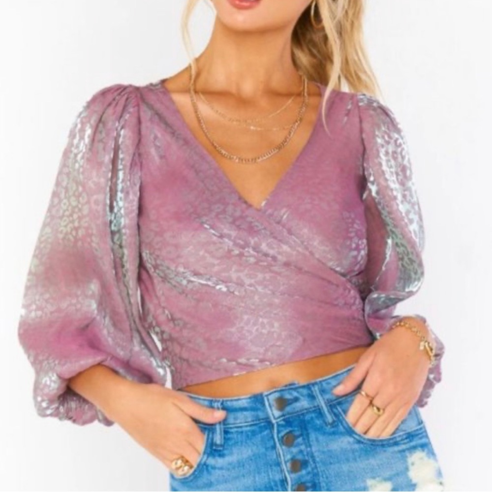 Show Me Your Mumu Women's Lilac Cheetah Organza Joplin Top - M
